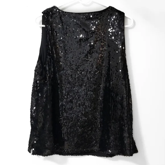 Black Sequin Sleeveless Top Size XL - Picture 2 of 7